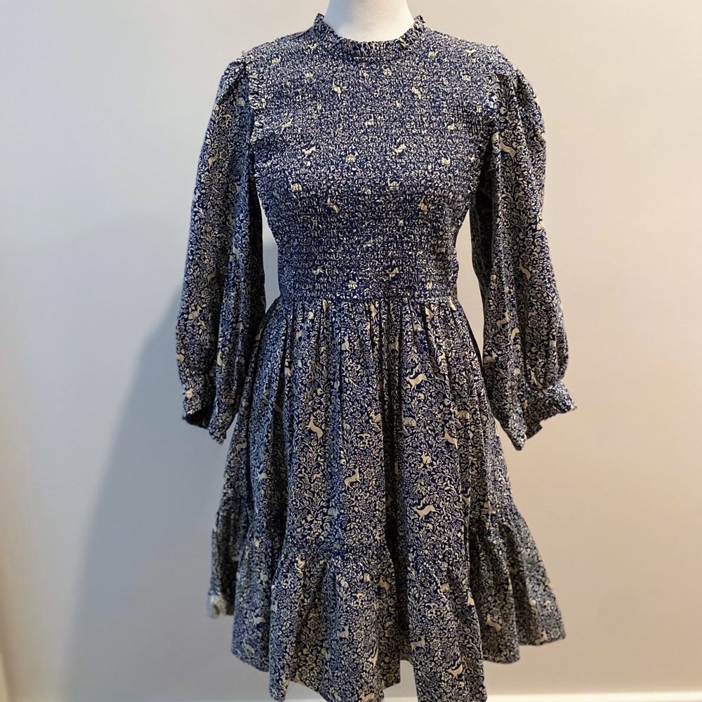 Dôen Dress Deers Floral Cream Blue women’s small